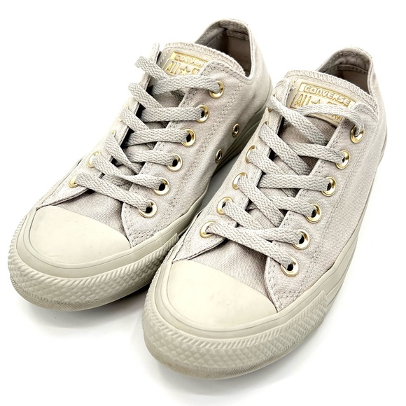 Converse Chuck Taylor All Star Ox 55990F Grey Sneaker With Gold Eyelets 7 - Picture 1 of 10